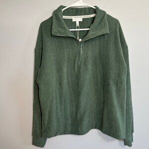 NWT Berkshire Home Women’s Green Quarter Zip Soft Warm Sweatshirt Size XS